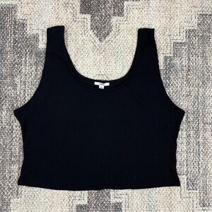 Bar III Ribbed Knit Crop Tank. Blackest Black Size XXL #640